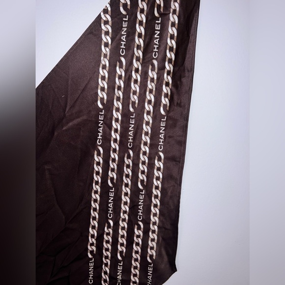 EUC CHANEL Silk Scarf Brown - Picture 2 of 5
